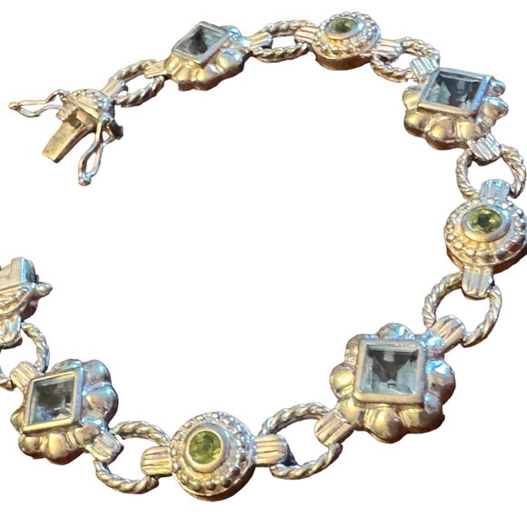 Sterling silver 925 FAS fancy blue crystal facet link bracelet - Picture 3 of 5